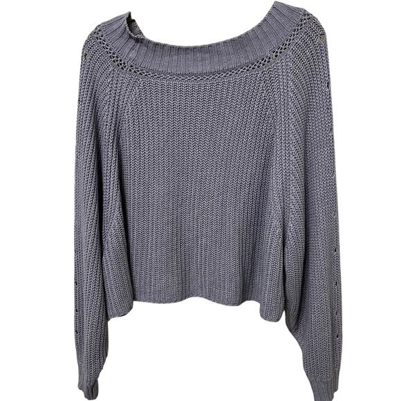 Don’t Ask Why Women’s Oversized Sweater One Size Chunky Knit Cropped 55% Modal - Picture 2 of 7
